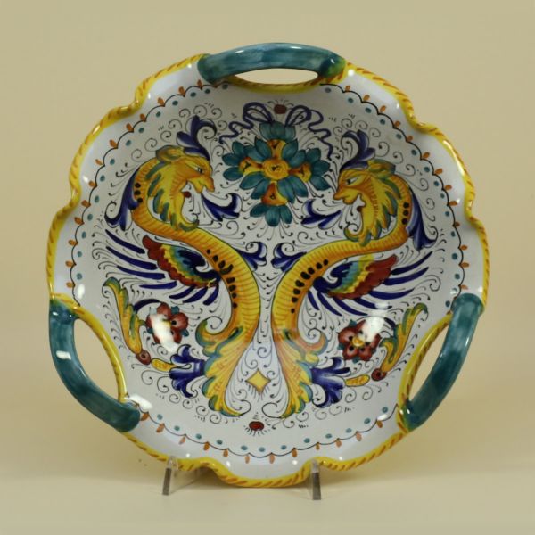 Centerpiece with three handles, cm.30d; Raffaellesco design